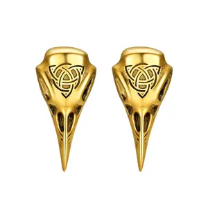 OIDEA Men's Viking Earrings - Norse Raven, Stainless Steel Celtic, Lightweight Skull Studs, Gothic Punk Fashion Nordic Costume Jewelry, Male summerwins