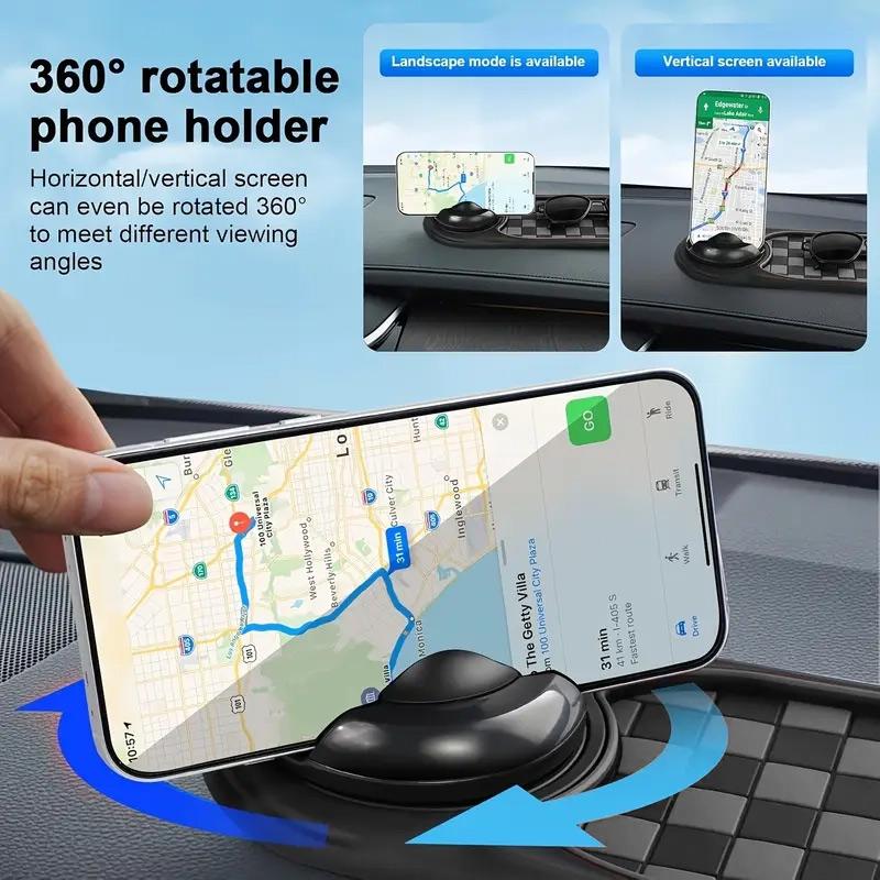 Anti-skid mat for cars, mobile phone car holder, decorative pad for car dashboard, mobile phone rotating stand, high-temperature durable high-end square creative interior accessories, car storage pad, multi-functional accessories