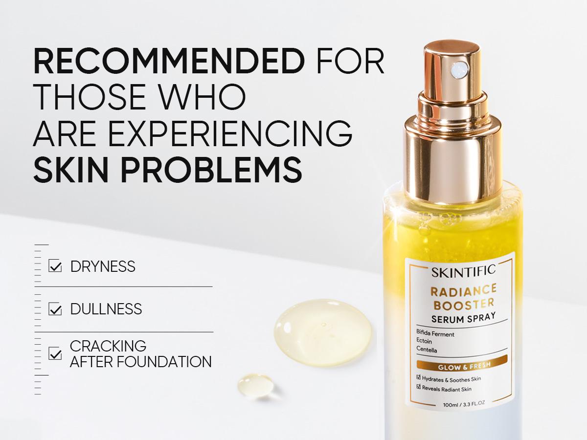 [SKINTIFIC] Radiance Booster Serum Spray, Hydrating Face Mist with Bifida Ferment & Squalane, Instant Dewy Glow, Soothes Skin, Vegan Skin Care, All In One Mist 3.3 fl oz