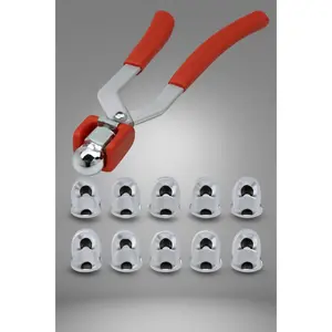 TORQUE Lug Nut Cover Puller Tool Socket w/ 10 Pack Luxury Lug Nut Covers for Semi Truck Lug Nuts (Universal Fit) for Volvo & Peterbilt & Kenworth & Mack & Freightliner Semi Trucks (TR616)