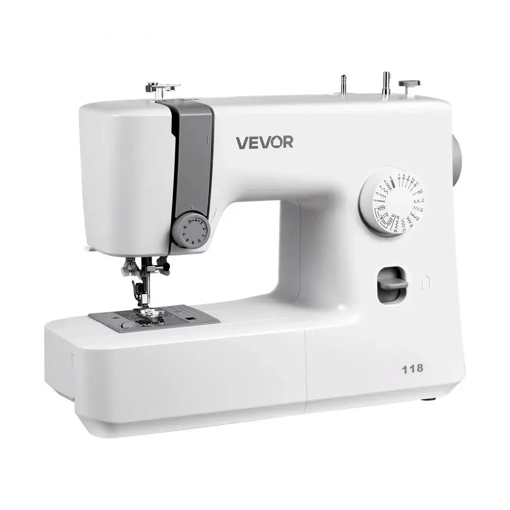 【Summerfinds】VEVOR Beginner Sewing Machine for DIY Sewing, 18 Stitch Applications, LED Lights, Foot Pedal, Simple Dial Control, Interior Metal Frame, Thick Fabric Compatibility, Lightweight Portable for Adults Crafts Mending, Thickfabric, Beginneruse, Met