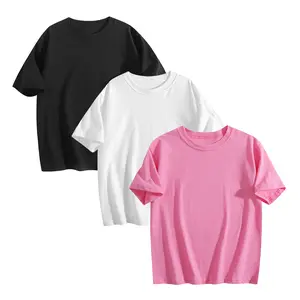 Holafish 3 Pcs Girls T-Shirt Set Assorted Color Mix Casual Short Sleeve Tees Cotton Comfortable Loose Fit Teen Wardrobe Bundle