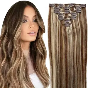 （New Product Launch！）HC Real Hair Extensions Clip in Natural Straight High-Quality 100% Pure Human Hair Soft Flowing Easy Install Comfortable Daily Wear ,Valentines Gifts For GF