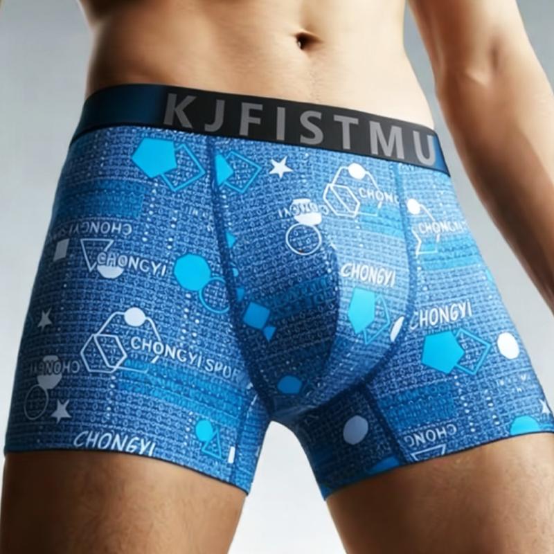 KJFISTMU 16-piece men's boxer briefs set, graffiti print, stylish underwear, comfortable, soft, and breathable. Cloud-like soft touch, silky fit, suitable for sports and workouts, wearable in all seasons. Men's apparel. Fabric for men's clothing.