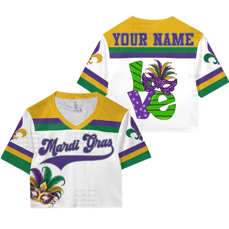 Custom Mardi Grass 2026 Croptop Jersey, Happy Mardi Gras 2026