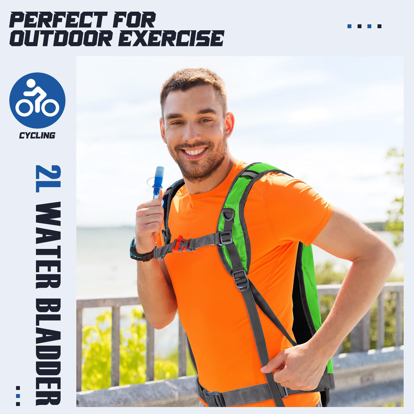 2pcs Running Hydration Vest - Lightweight Insulated Hydration Backpack with 2L Water Bladder, Adjustable Chest Straps and Reflective Water Backpack for Trail Running Marathon Race Hiking Cycling