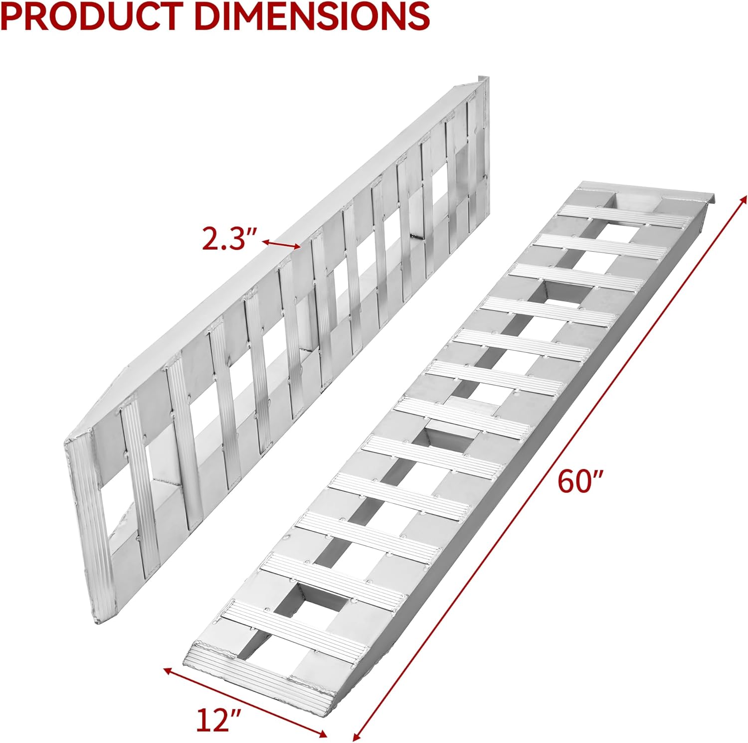 YITAMOTOR 2pcs 6000lbs 60" x 12" / 72" x 15" / 84" x 14" Aluminum Trailer Ramps, Heavy Duty Aluminum Trailer Ramps, Loading Ramps Car ATV Truck Auto Hauler Knife & Hook Ends