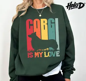 Corgi Is My Love Vintage Dog Lover Shirt Retro Corgi Mom Gift Unisex Graphic Tee Cute Pet Lover T Shirt Casual Streetwear Top