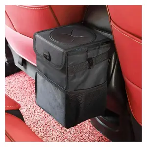 Car Trash Can with Lid & Storage Pockets Large Capacity Leak Proof Automotive Garbage Can Multipurpose Car Storage Box Organizers