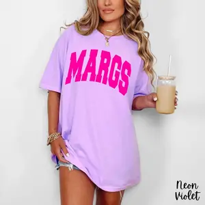 Comfort Colors Margs Shirt, Playful Margaritas Shirt, Aesthetic Neon Summer Shirt, Trendy Oversized Beach Graphic Tee, Premium Garment Dyed Preppy Vacation Apparel