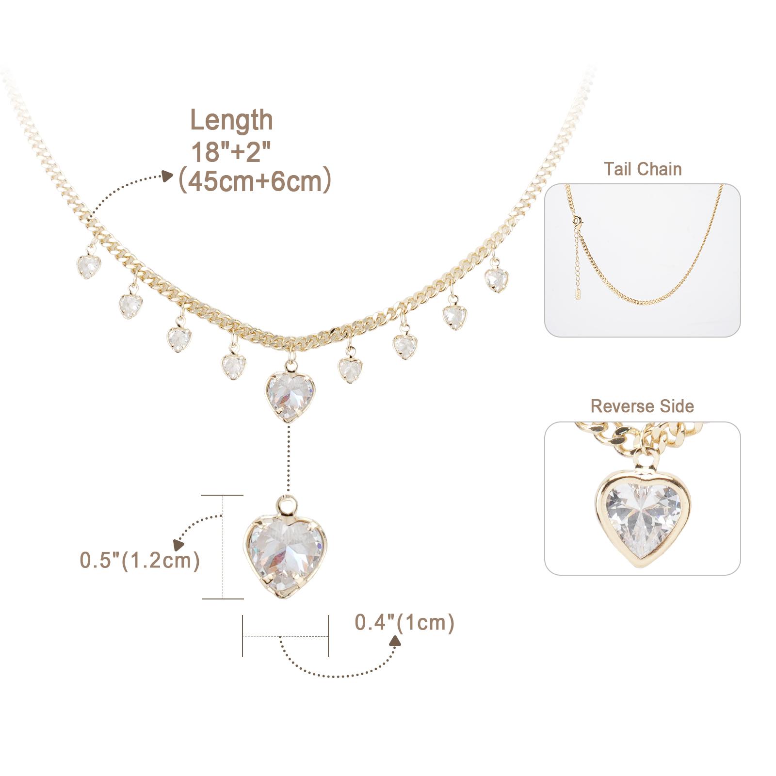 MEIITRUE 14K Gold Plated Heart Pendant Necklace for Women, Hypoallergenic Zirconia Charm Necklace, Fashion Jewelry for Girls MEIITRUE 14K Gold Plated Heart Pendant Necklace for Women, Hypoallergenic Zirconia Charm Necklace, Fashion Jewelry for Girls