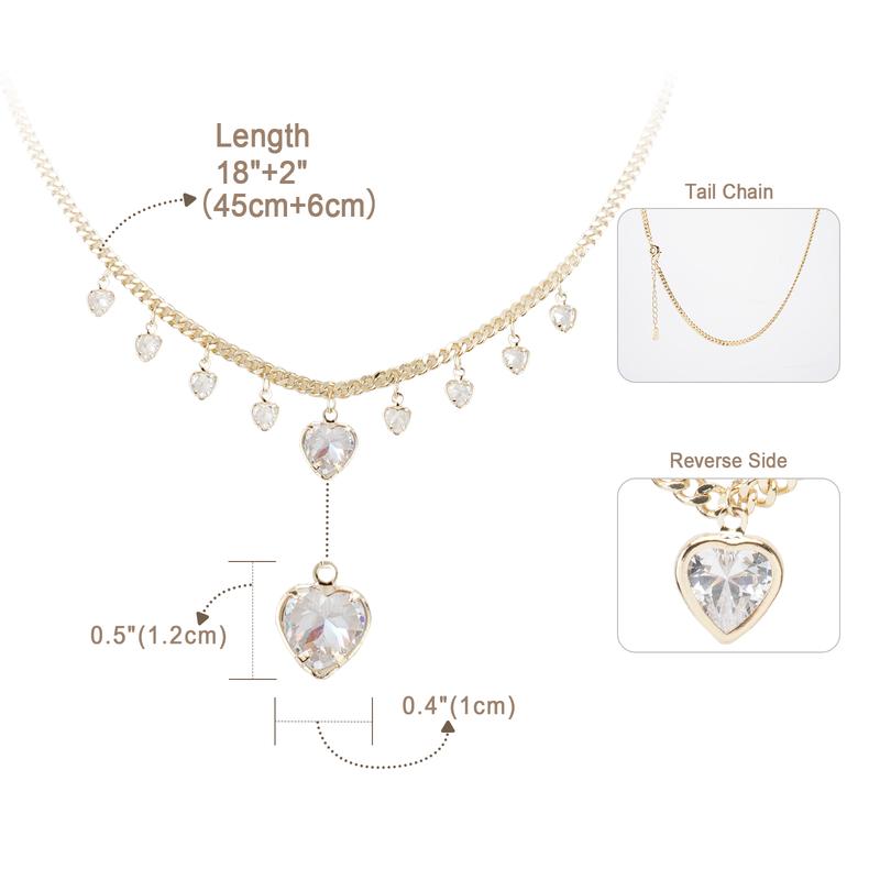 MEIITRUE 14K Gold Plated Heart Pendant Necklace for Women, Hypoallergenic Zirconia Charm Necklace, Fashion Jewelry for Girls