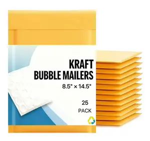 8.5x14.5 8.5x13.5 Kraft Self Seal Bubble Mailer Padded Envelope, 25 Pieces