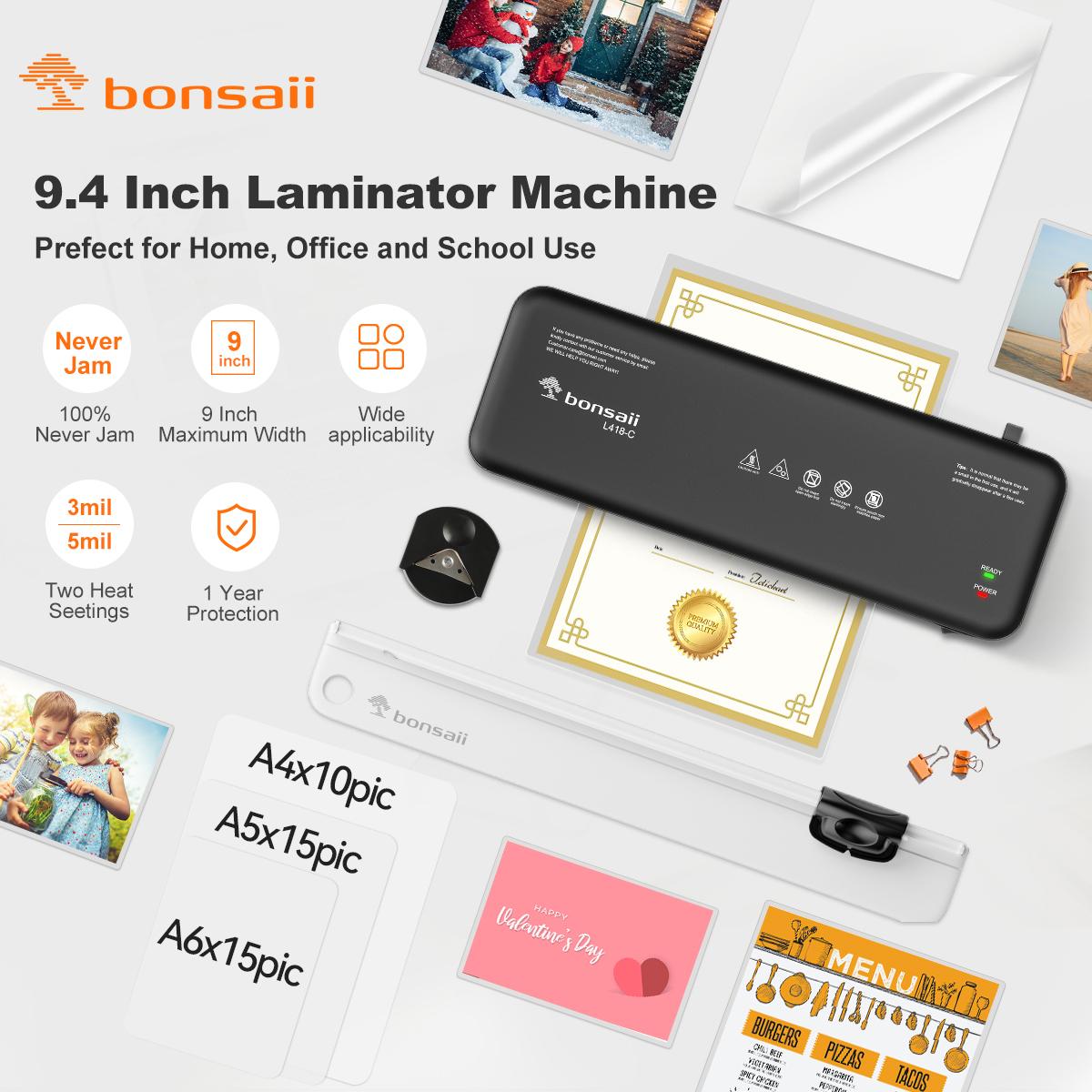 Laminator, 9 Inch 4 in-1 Thermal Laminator Machine Never Jam Technology with 40 Laminting Sheets, Paper Cutter, Corner Rounder for Home Office School Business