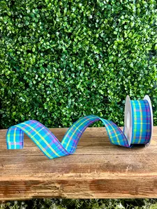 1.5 Inch By 10 Yard Blue Breezeway Plaid Ribbon