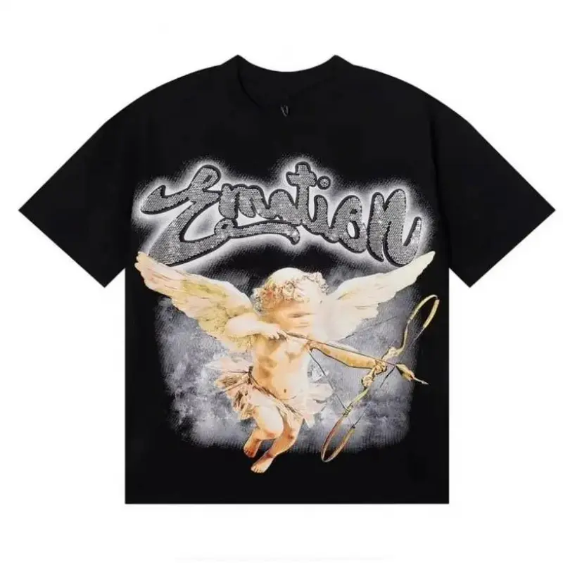 Men's Short-Sleeve Crew Neck T-Shirt - Vintage Streetwear, Retro Love Angel Cupid Graphic, Y2K Aesthetic Unisex Casual Top