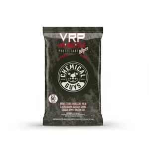 CHEMICAL GUYS VRP Protectant Wipes – Instant Vinyl, Rubber & Plastic Restoration in Portable Wipe Form, Deep Wet-Black Shine with UV Protection, Non-Greasy Dry-to‑Touch Finish for Dash, Trim, Tires & Exterior Trim Surfaces