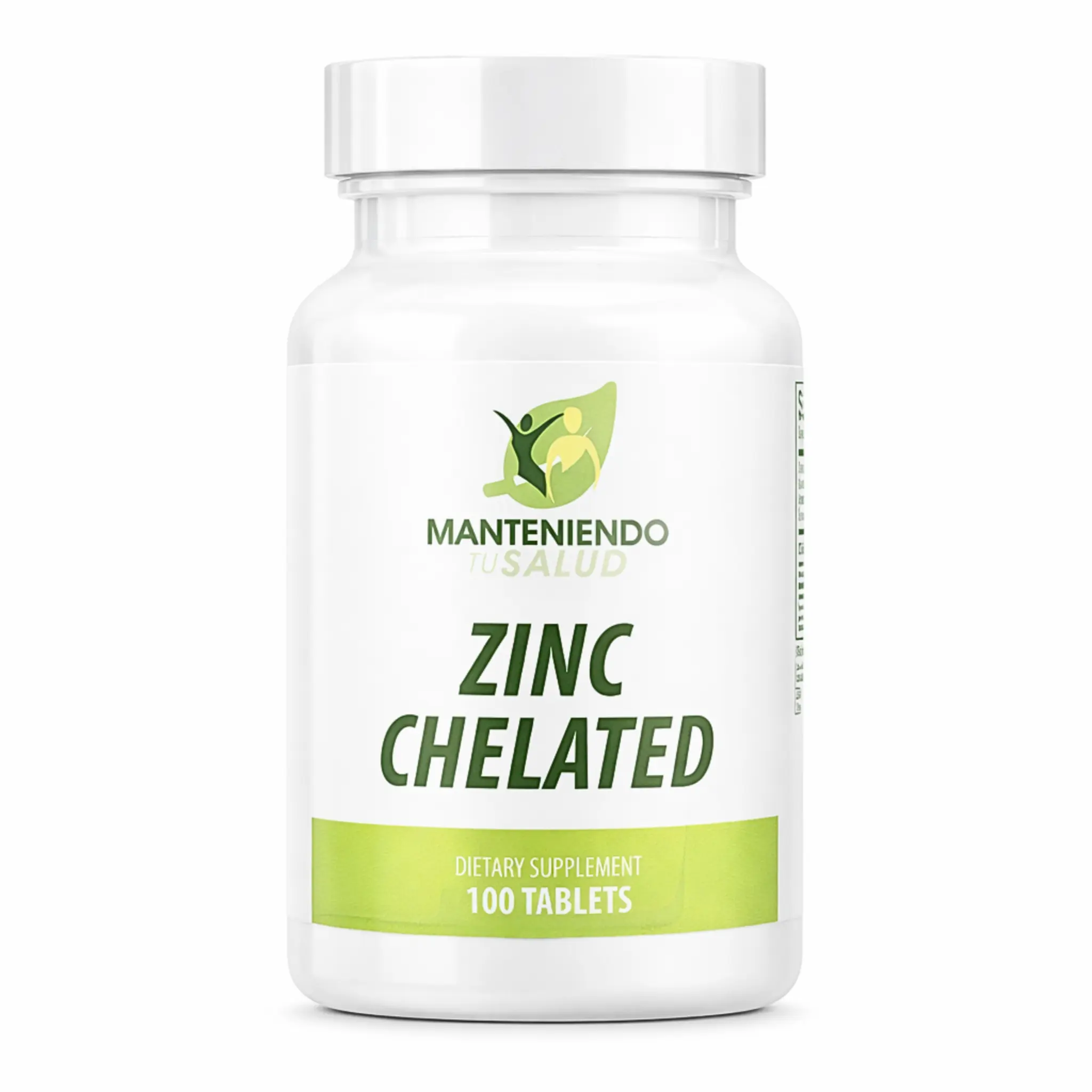 Manteniendo Tu Salud Chelated Zinc 50 mg Dietary Supplement, 100 Tablets - Vitamin for Immune Support, Cell Growth, Fitness - Non-Artificial Healthcare Wellness Vitamins Mineral Capsule Alternative
