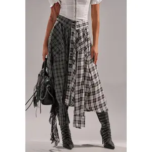 FALL VIBES PLAID MIDI SKIRT FALL VIBES PLAID MIDI SKIRT
