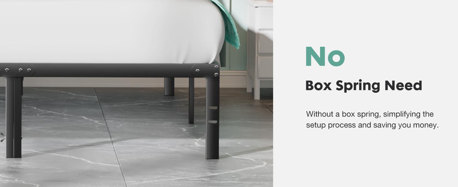 Black Full Size Metal Platform Bed Frame with Steel Slat Support, No Box Spring Needed, Easy Assembly, Modern Furniture