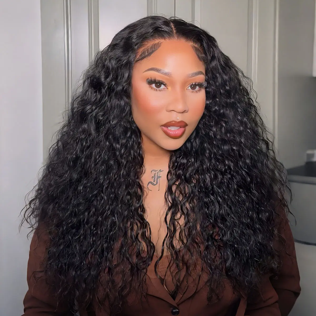 OQ HAIR Pre-Everyting Glueless 7x5 Water Wave Wear Go Wig Free Upgrade With Drawstring Human Hair Wigs Pre Plucked Bleached Knots for Beginners Friendly Human Hair Lace Wigs