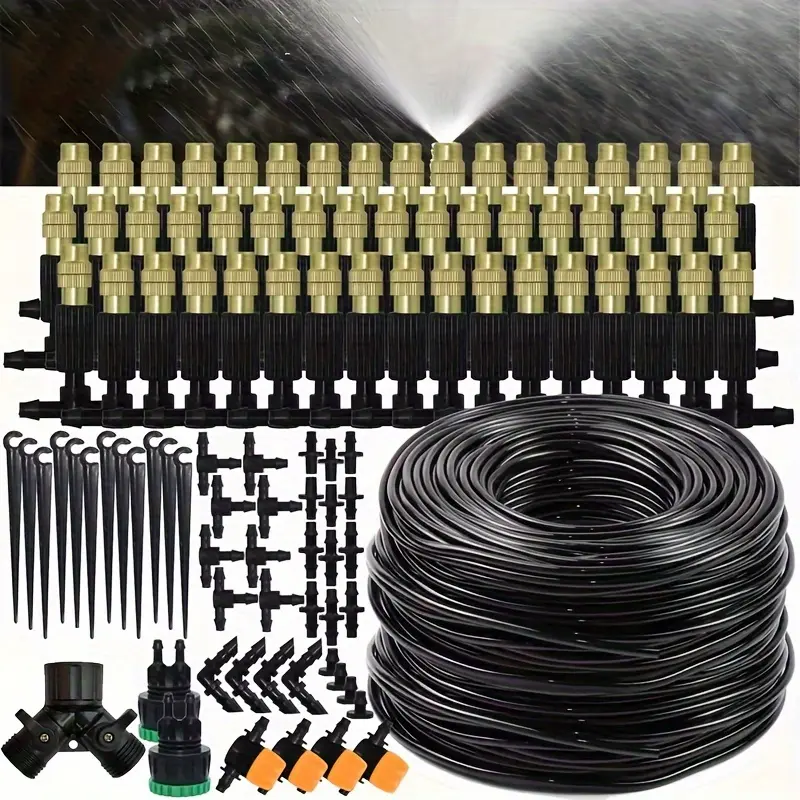Automatic Drip Irrigation Set, Garden Irrigation System-4/7mm Garden Hose, Garden Hose Sprayer, equipped with brass atomizing spray nozzles, suitable for lawns, Garden Hose Connectors, Water Irrigation System For Yard Result