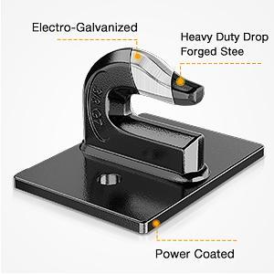 Nilight 2PCS Tractor Bucket Grab Hook 3/8'' Heavy Duty Drop Forged Steel Bolt On Grab Hook Zinc-Coated Cast Tow Hook Max 15000 LBS Black Rustproof Sturdy Organiser