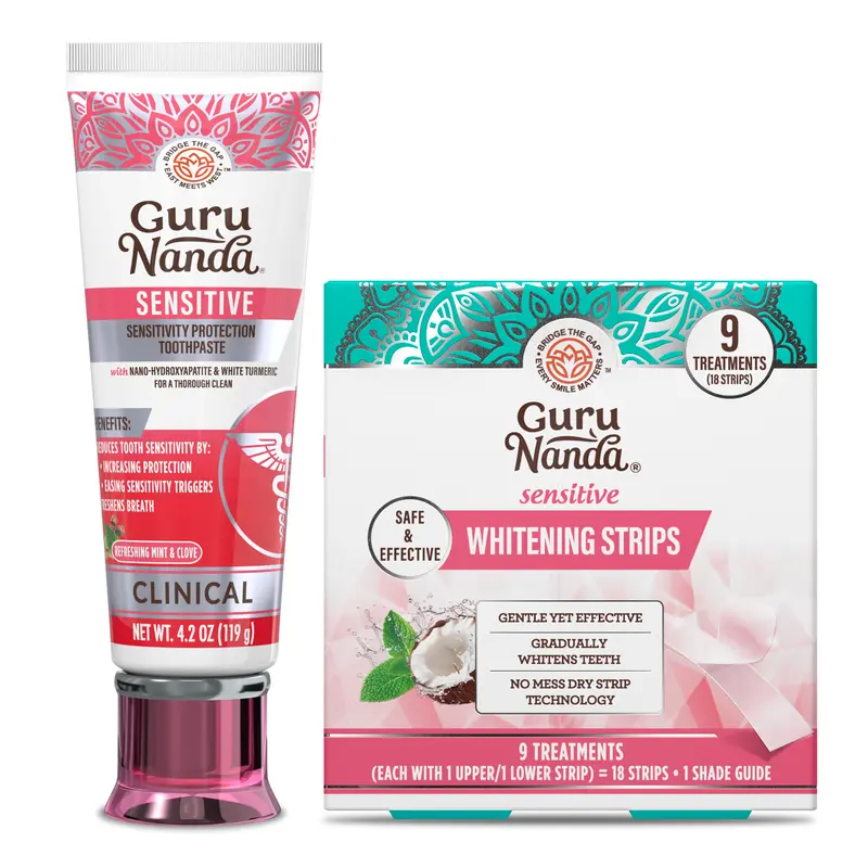 GuruNanda Gentle Whitening Kit – Sensitive Whitening Strips + Sensitive Teeth Toothpaste