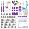 137-Piece Plastic Round Cake Decorating Supplies Set - Rotating Turntable, 58 Icing Tips, Piping Bags, Spatulas, Scrapers, Steel Baking Tools for Beginners, Halloween, Christmas Party, Ideal Gift