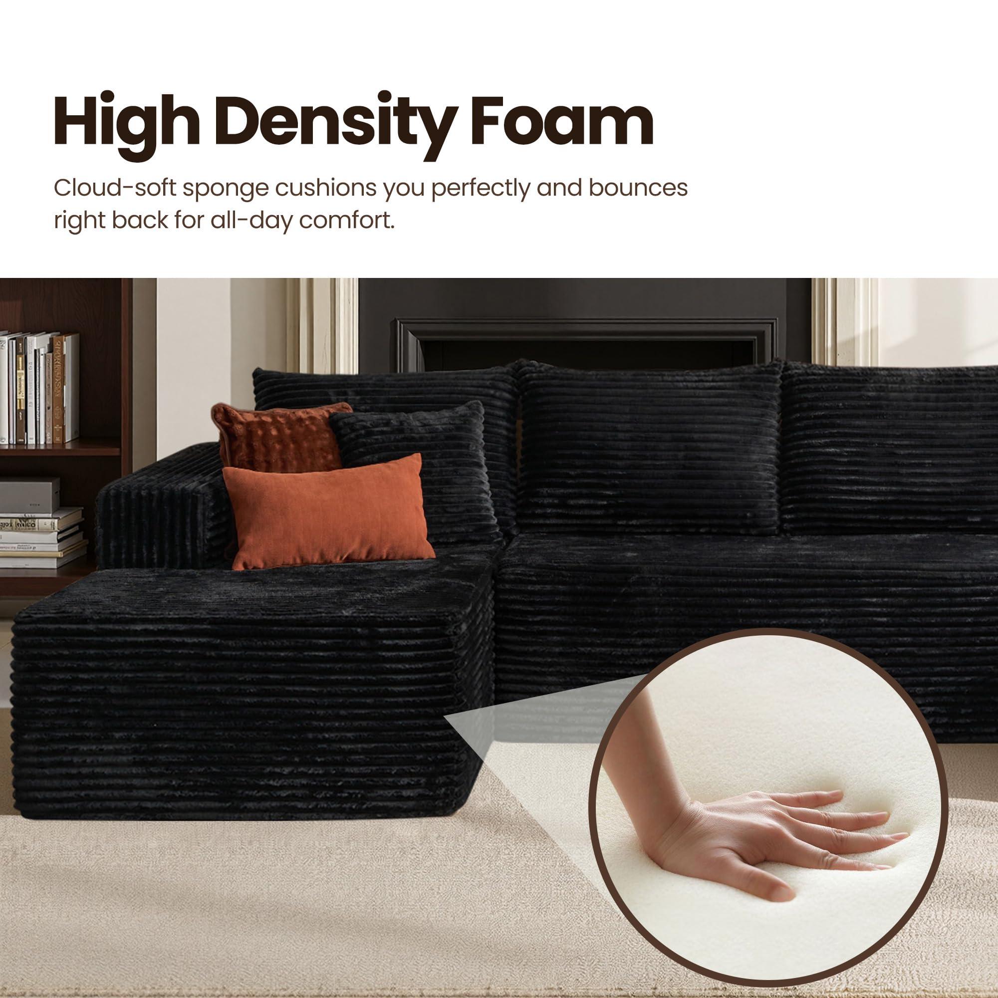 【3 Packages Shipping】133‘’ U-Shaped Corduroy Modular Sofa Cloud Style Oversized 5-Seater with Chaise Pillows Included No Assembly Required Convertible Space-Saving for Living Room Bedroom Office Indoor Furniture Sets Christmas - Boneless Sectional Couch 【3 Packages Shipping】133‘’ U-Shaped Corduroy Modular Sofa Cloud Style Oversized 5-Seater with Chaise Pillows Included No Assembly Required Convertible Space-Saving for Living Room Bedroom Office Indoor Furniture Sets Christmas - Boneless Sectional Couch