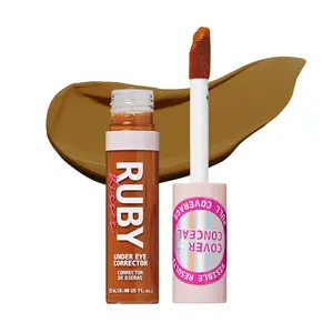 Ruby Kisses Under Eye Concealer, Full Coverage Makeup for Dark Circles, Redness, Hyperpigmentation, Blemishes, Moisturizing Satin Finish Formula With Caffeine & Peptides (410 Deep Honey, 0.40 Fl Oz)