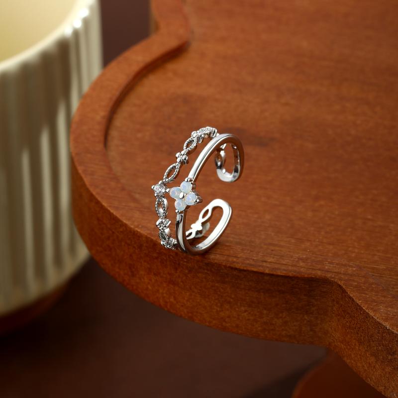 VENOCO Open Stacking Gold Silver Rings for Women Non Tarnish 14K Gold Plated CZ Rings for Women Dainty Pinky Promise Wedding Ring Jewelry Gifts for Women