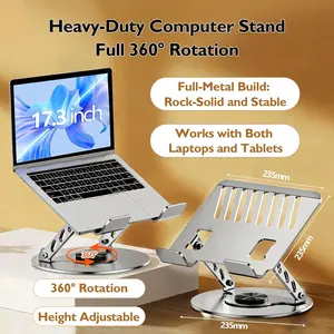 Laptop Stand for Desk - All-Metal Ergonomic Computer Stand & Laptop Riser, 360° Rotatable & Adjustable & Foldable, Laptop Holder for MacBook Pro/Air, Dell XPS, HP, Notebooks (10-17.3"), Gray