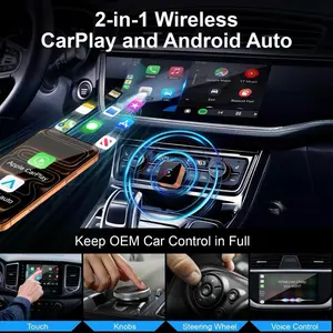 Wireless Carplay Adapter for iPhone,Wired CarPlay to Wireless,Android Auto 2in1 Mini USB Design with Fast Stable Connection Car Play