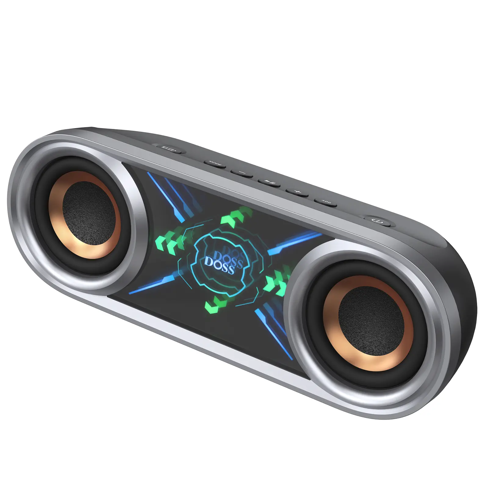 DOSS SoundBox Pro+ P400/P300 Bluetooth Wireless Outdoor Speaker with Soundbars, 50W/40W Full Range Stereo Audios, Dual 25W Woofer Drivers, DSP Tech, 26H Playtime, 2 Batteries, USB Rechargeable, Black with Phantom Mirror Light Show, Father's Day Gift