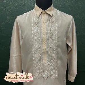 Men's Barong Tagalog Beige made of Piña Organza Filipino Formal wear