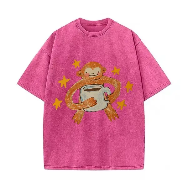 Washed Cotton Tee-Fuchsia