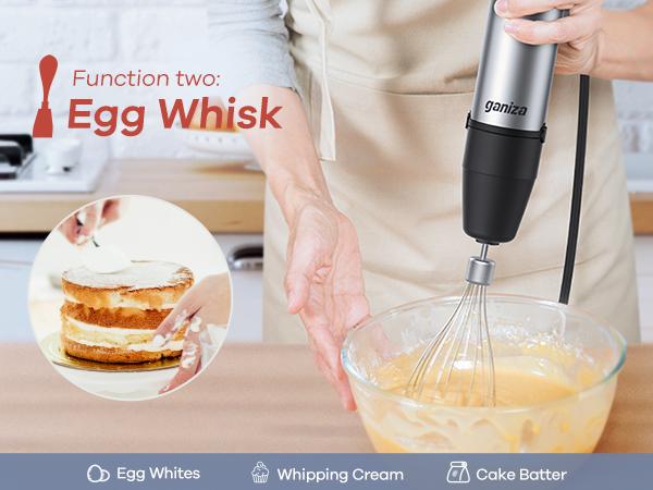 Ganiza Professional handheld blender 800W Motor 16-Speed Stainless Steel Blades Egg Whisk Milk Frother Potato Masher 800ml Cup 600ml Chopper New Year Gift