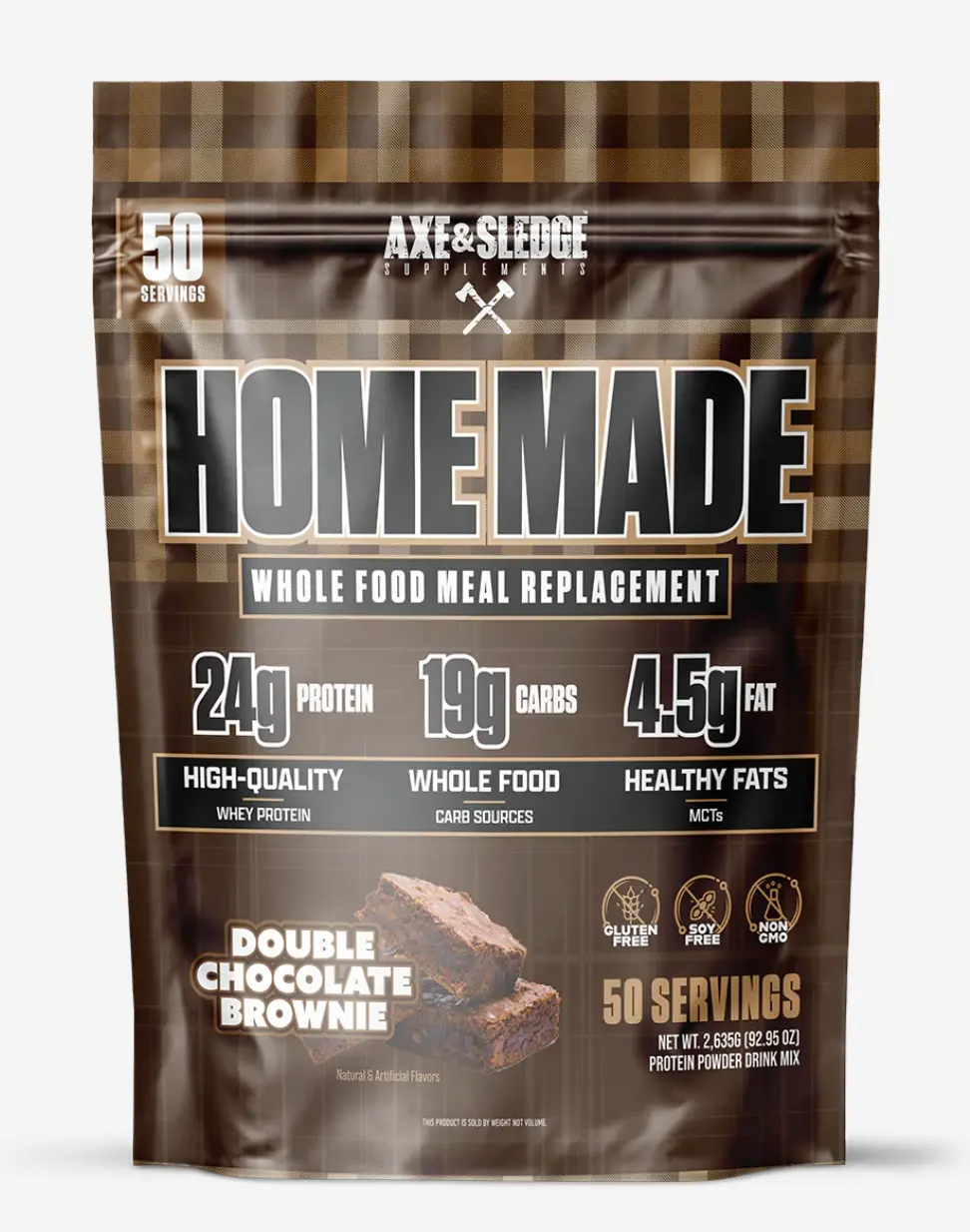 Axe & Sledge Home Made Whole Foods Meal Replacement – Premium High-Protein Whole Food Blend – 420 Calories, 48g Protein, Low Sugar – Supports Muscle Recovery & Sustained Energy – 1 Meal Serving, Fitness, Powder, Supplement