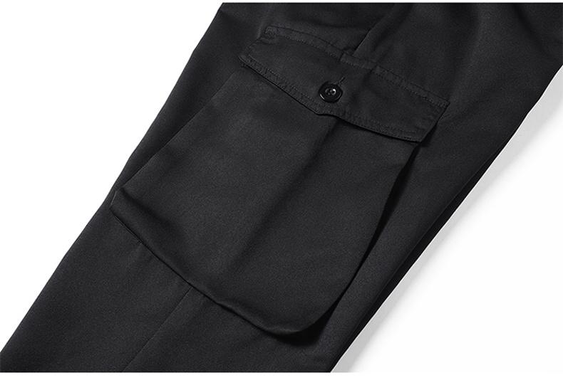 Men’s lightweight cargo pants for spring/summer/autumn — outdoor long pants with multiple pockets, featuring a belt loop closure and a no-zip, non-stretch design; suitable for work (solid color); machine washable.