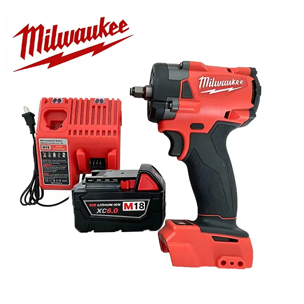 Milwaukee M18 300nm 3/8" Compact Friction Ring Brushless Cordless Impact Wrench Tool Kit - High Torque Mechanic Tool with 1 Battery, 1 Charger, Cordless Drill, Screw Gun for Professionals, Tight Spaces, DIY Enthusiasts