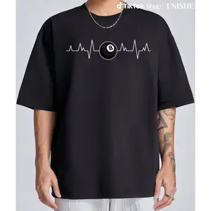 Billiards Enthusiast 8 Ball Heartbeat T-Shirt, Made in USA