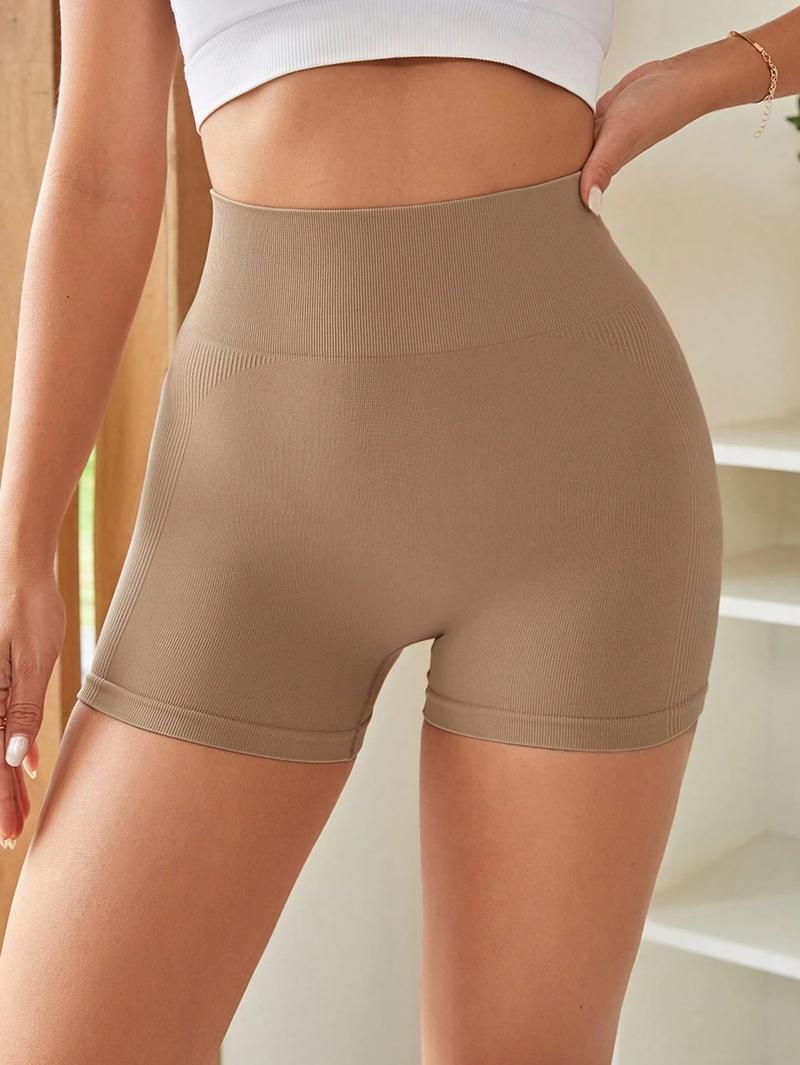 High Waist Tummy Control Side-Ribbed Butt-Lifting Seamless Shorts