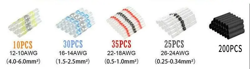 300PCS Haisstronica Plastic Solder Seal Wire Connectors - Quick Splice Connectors, Waterproof Cable Entry Seals, Vibration-Resistant Heat-Shrink Tube Butt Terminals with Self-Solder Adhesives, Abrasion Resistance, CE Compliant for Marine, Automotive Use