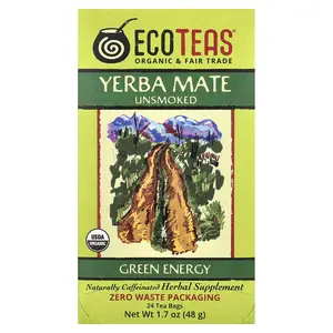 EcoTeas Yerba Mate, Green Energy, Unsmoked, 24 Tea Bags, 1.7 oz (48 g)