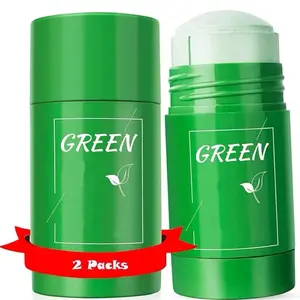 2x Green Tea Clay Stick Mask For Skin Care,Deep Cleanse,Blackhead Remover,Moisturizes Oil Control Face Mask,Skin Detoxifying Face Stick Mask for all Skin Types,Green Stick Mask daily skincare