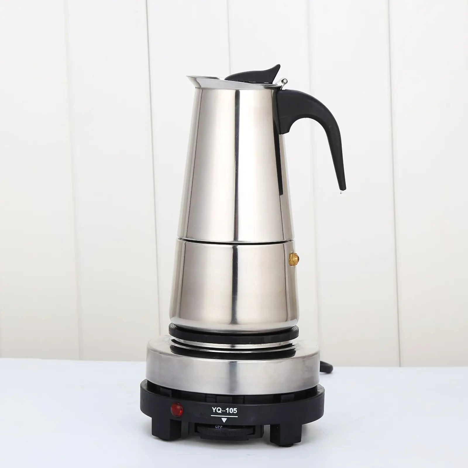 CNCEST Stainless Steel 4-Cup/6.76oz Espresso Coffee Machine Set - 500W Electric Brewer with Espresso Pot, Electric Stove, 5 Temp 32–392℉ Settings, Fast Brewing for US Home Latte, Party, Gifting to Friends