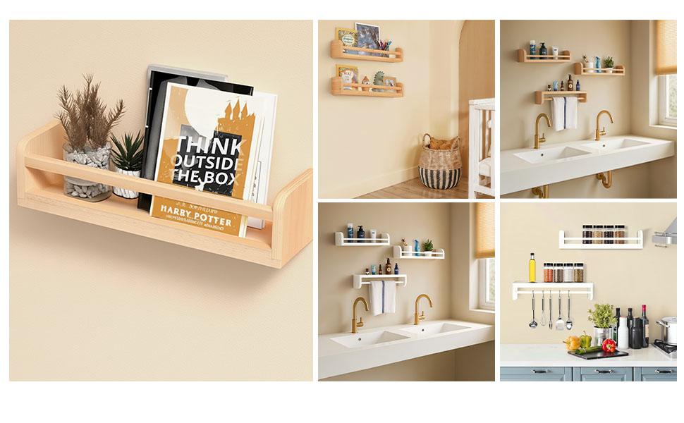 Floating Nursery Book Shelves, 16.5 inch Wall Book Shelves Kids Room, Set of 2 Baby Shelves for Nursery Décor, Ideal Wooden Nursery Shelves for Teens Kids Room, Bedroom Bathroom and Kitchen (White) Floating Nursery Book Shelves, 16.5 inch Wall Book Shelves Kids Room, Set of 2 Baby Shelves for Nursery Décor, Ideal Wooden Nursery Shelves for Teens Kids Room, Bedroom Bathroom and Kitchen (White)