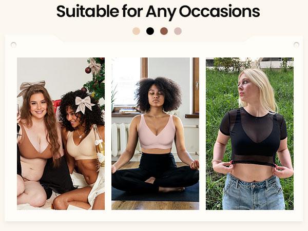 OEAK Wireless Bras for Women Deep V Seamless No Underwire Jelly Bra Full Coverage T Shirt Comfy Bralettes Everyday Bra