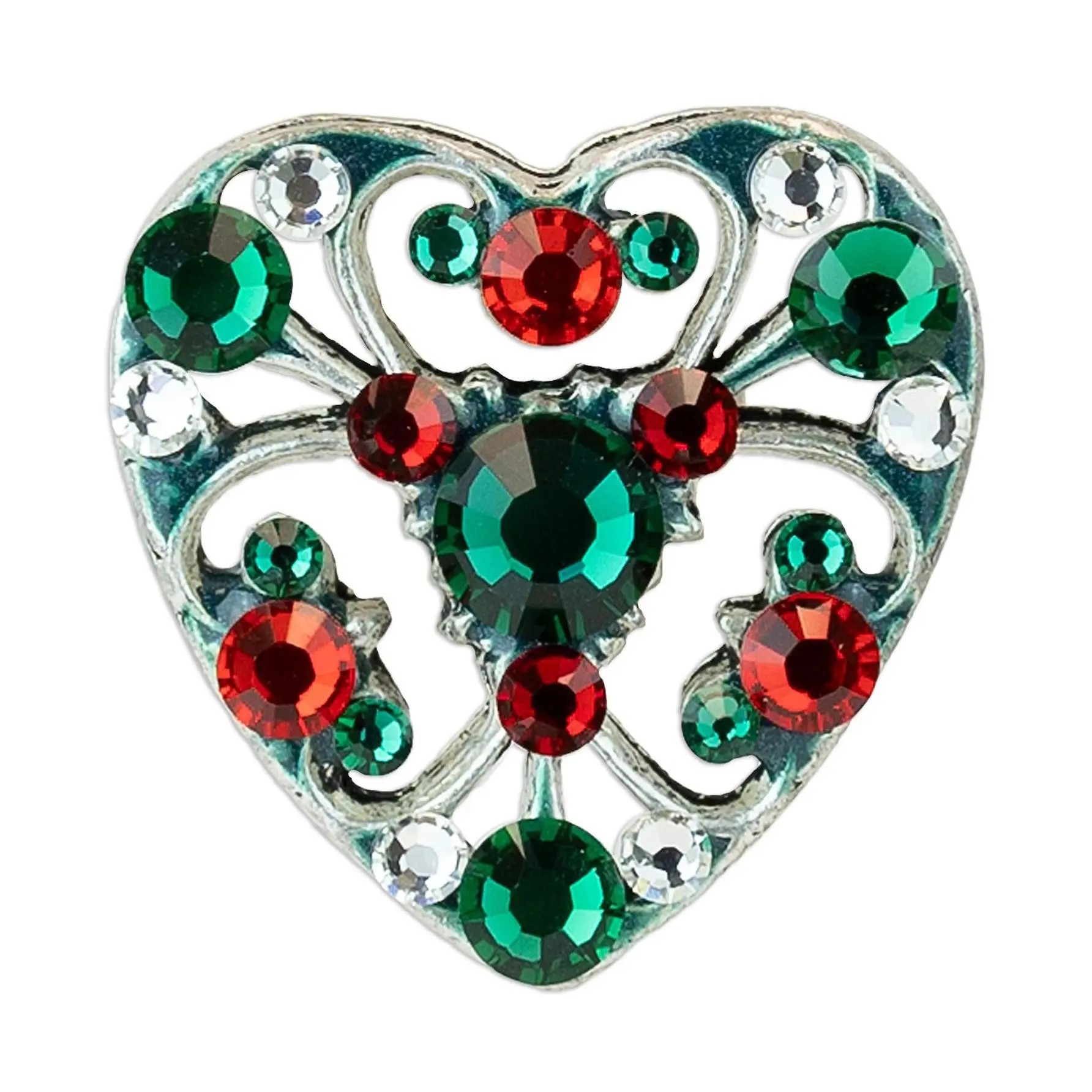 Anne Koplik Lace Crystal Christmas Heart Tie Tack Pin